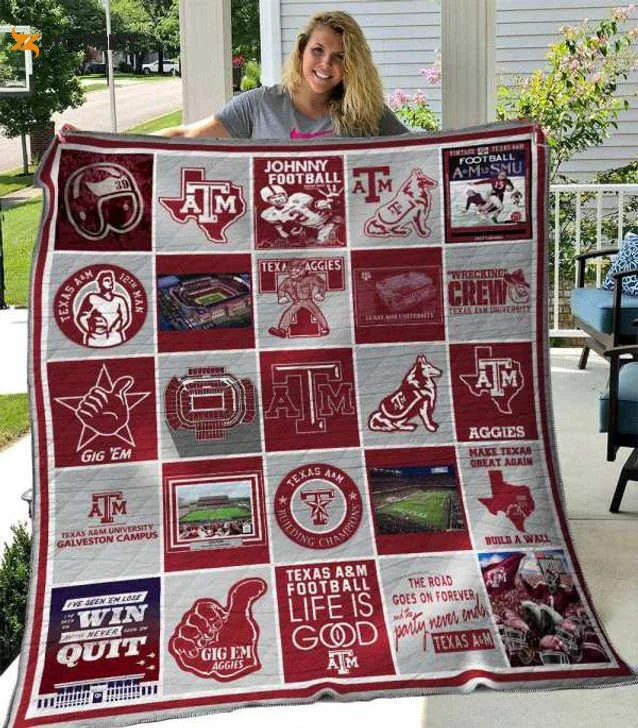 Texas A&M Aggies Quilt Blanket For Fans Home Decor Gift , Soft Quilt, King Size, All Season Cozy Quilt QB0901