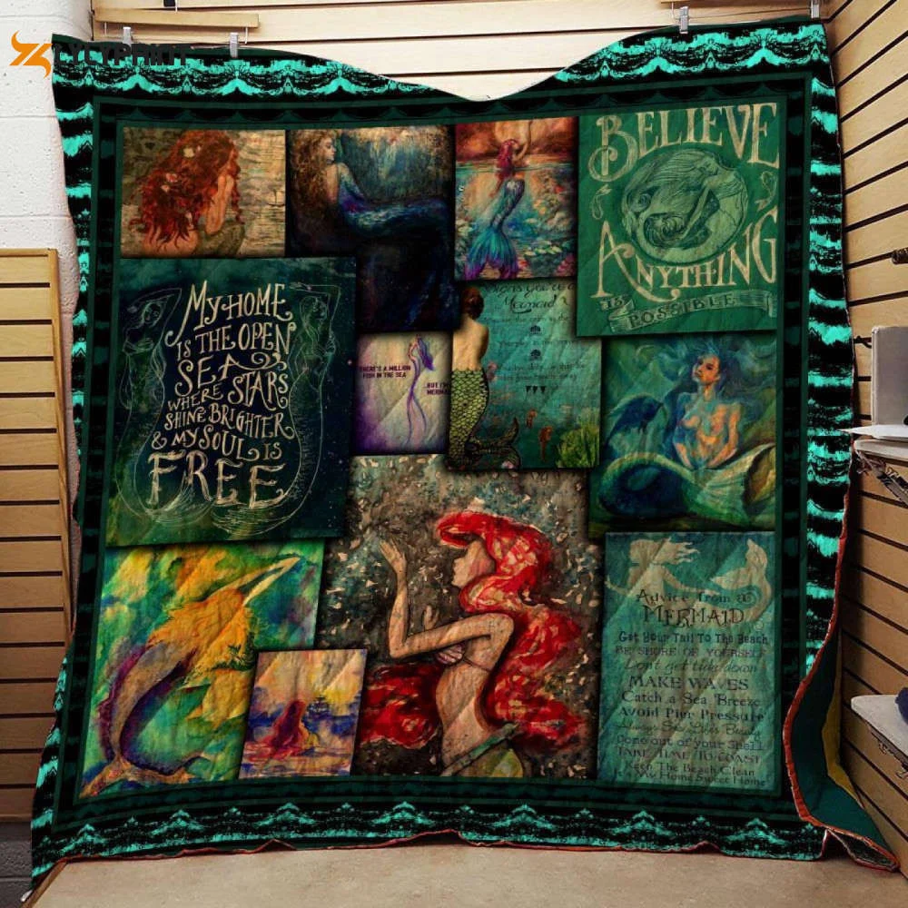 Mermaid Story Under The Sea , Soft Quilt, King Size, All Season Cozy Quilt QB0901