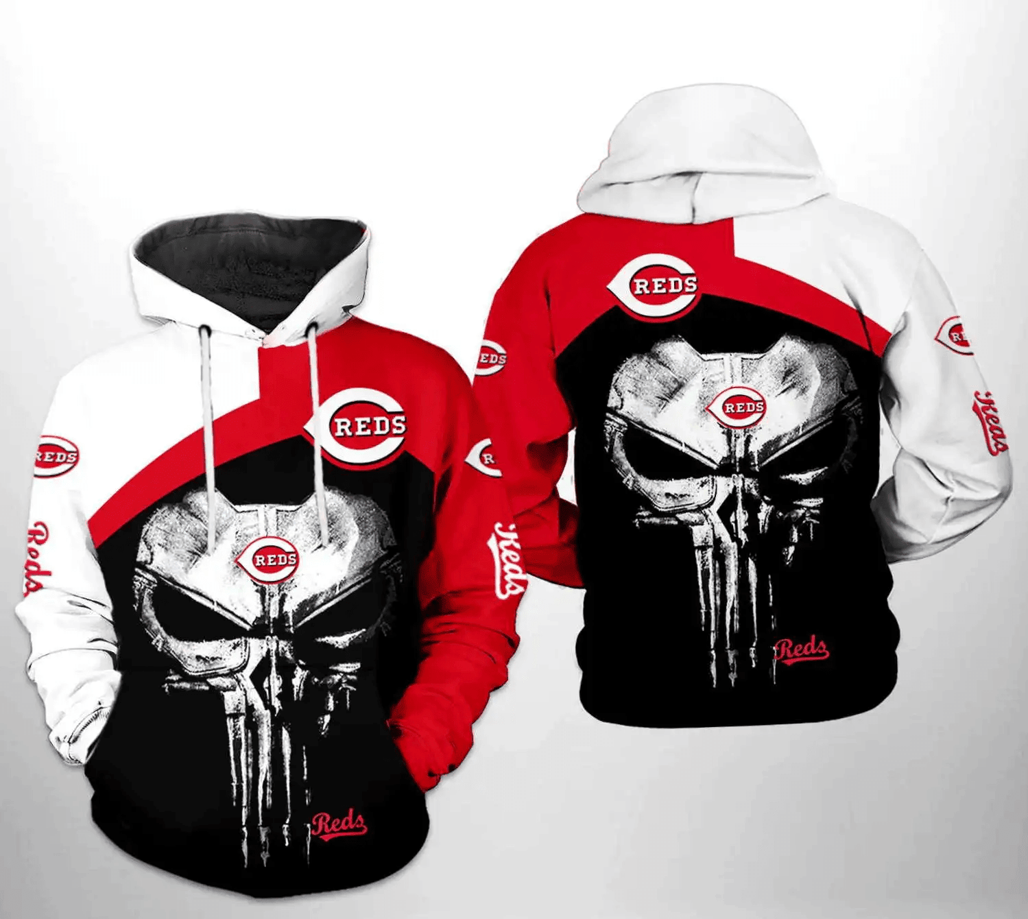 Cincinnati Reds Skull Punisher 3D Hoodie AOP Shirt HZ0501