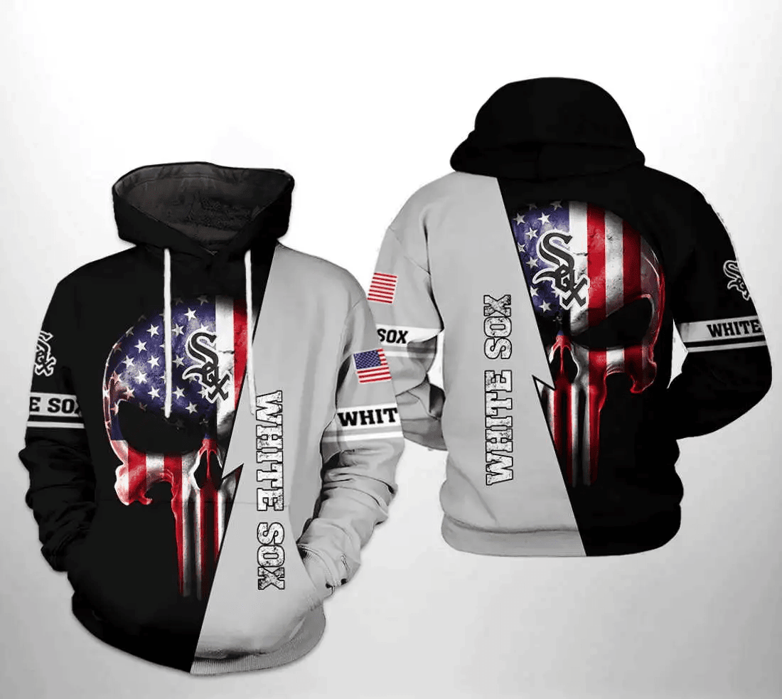 Show Your Team Spirit with Chicago White Sox US Flag Skull 3D Hoodie – A Unique AOP Shirt HZ0501