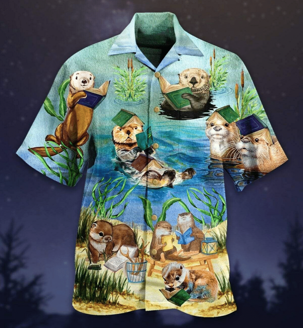 Cute Otter Reading Book Hawaiian Shirt, Gift For Men Womens HW0601