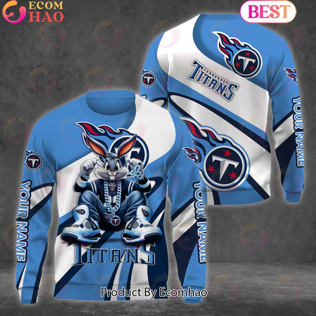 Custom Name Tennessee Titans Bugs Bunny Sport Clothing 3D Hoodie, Zip Hoodie, Man - Women, Warm, Premium Quality HZ0501