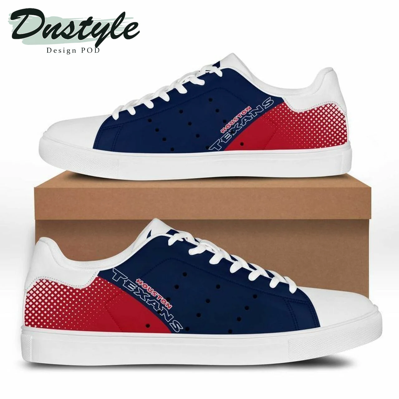 NFL Houston Texans Blue Red Stan Smith Shoes for Women and Men, Trendy Style Sneakers ST0801