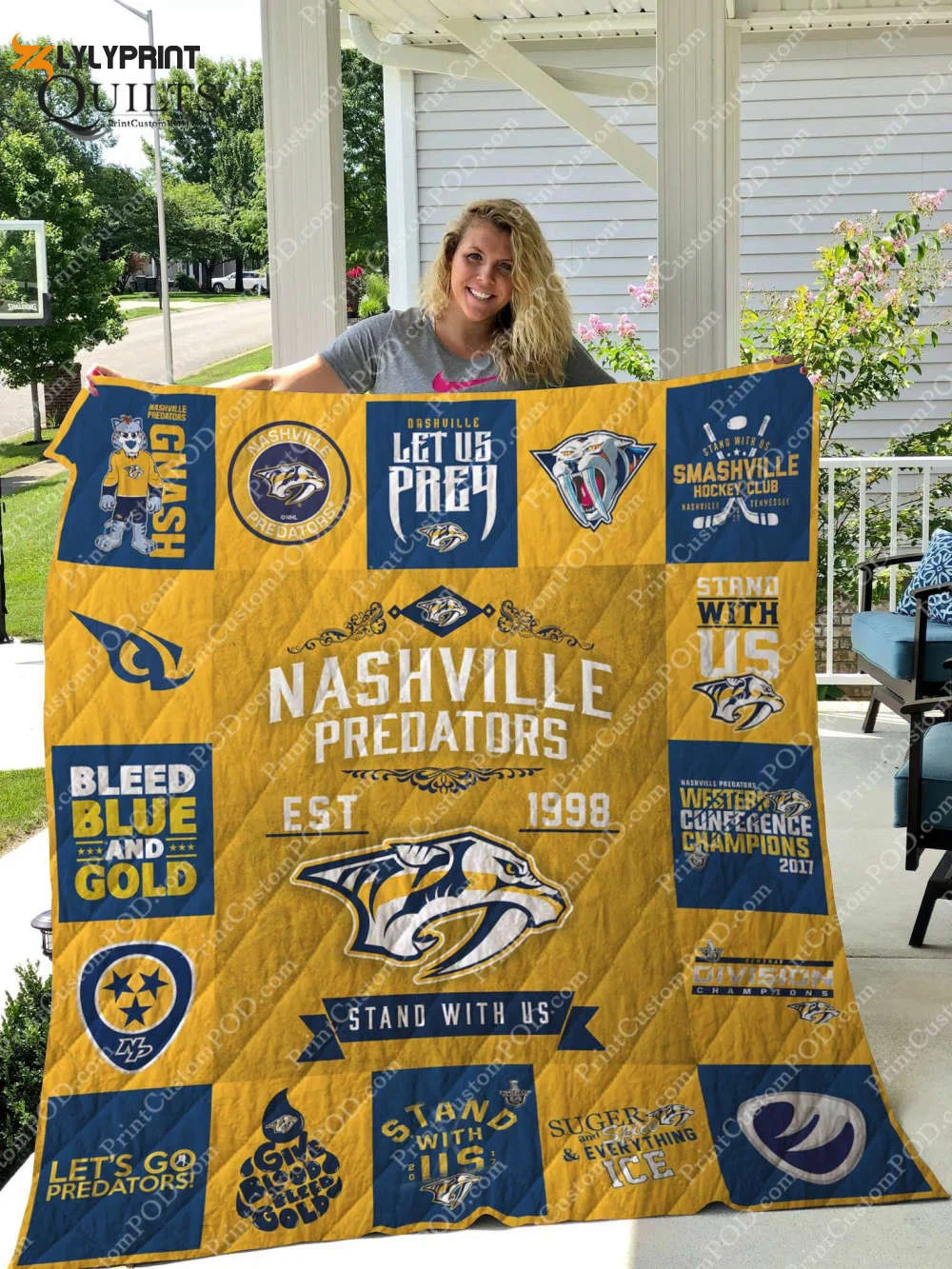 Nashville Predators Quilt For Fans Home Decor Gift , Soft Quilt, King Size, All Season Cozy Quilt QB0901