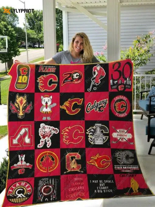 Calgary Flames 1 Quilt Blanket For Fans Home Decor Gift , Soft Quilt, King Size, All Season Cozy Quilt QB0901