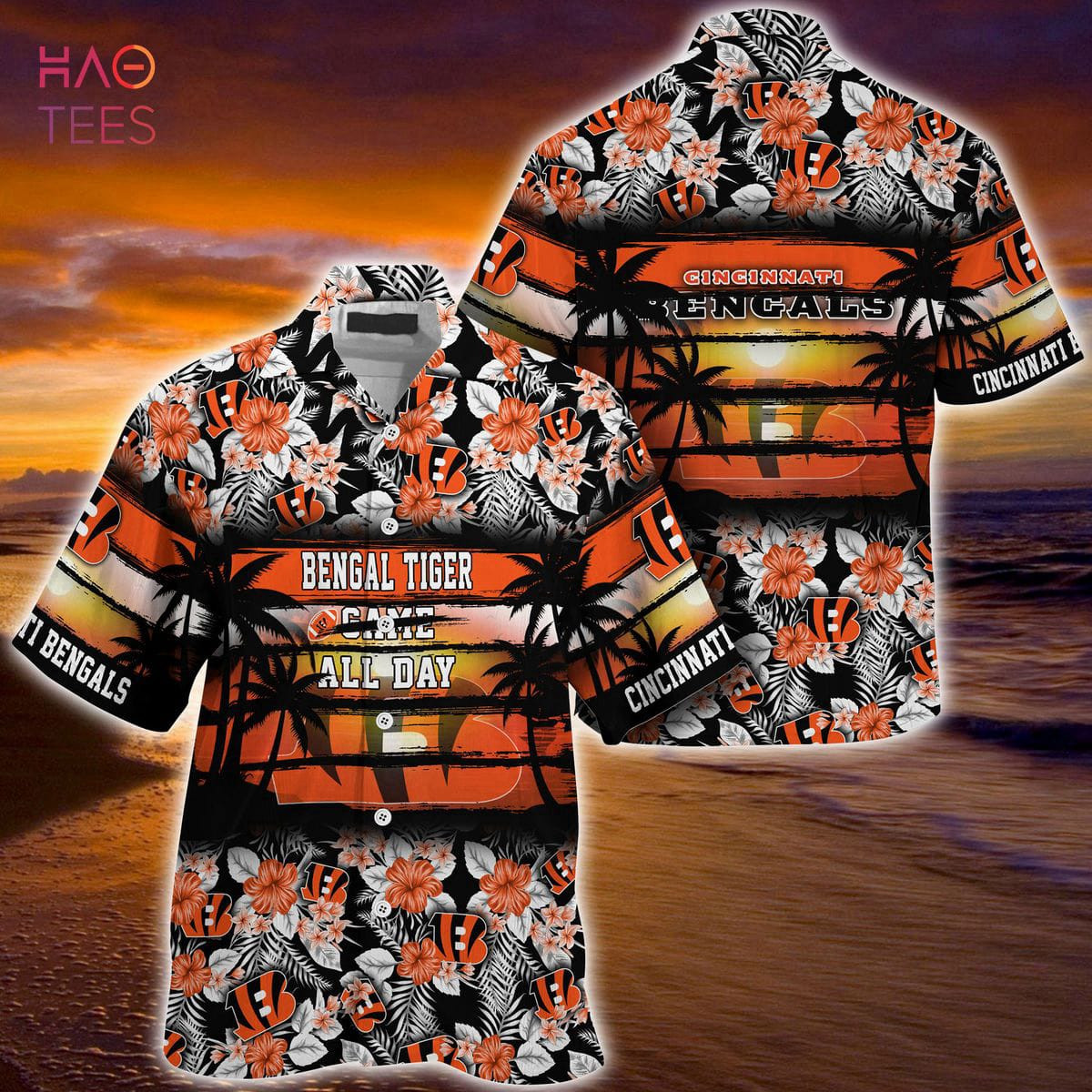 Hawaiian Shirt Cincinnati Bengals NFL-Summer Floral Sports Enthusiast Button T-Shirts HW0601