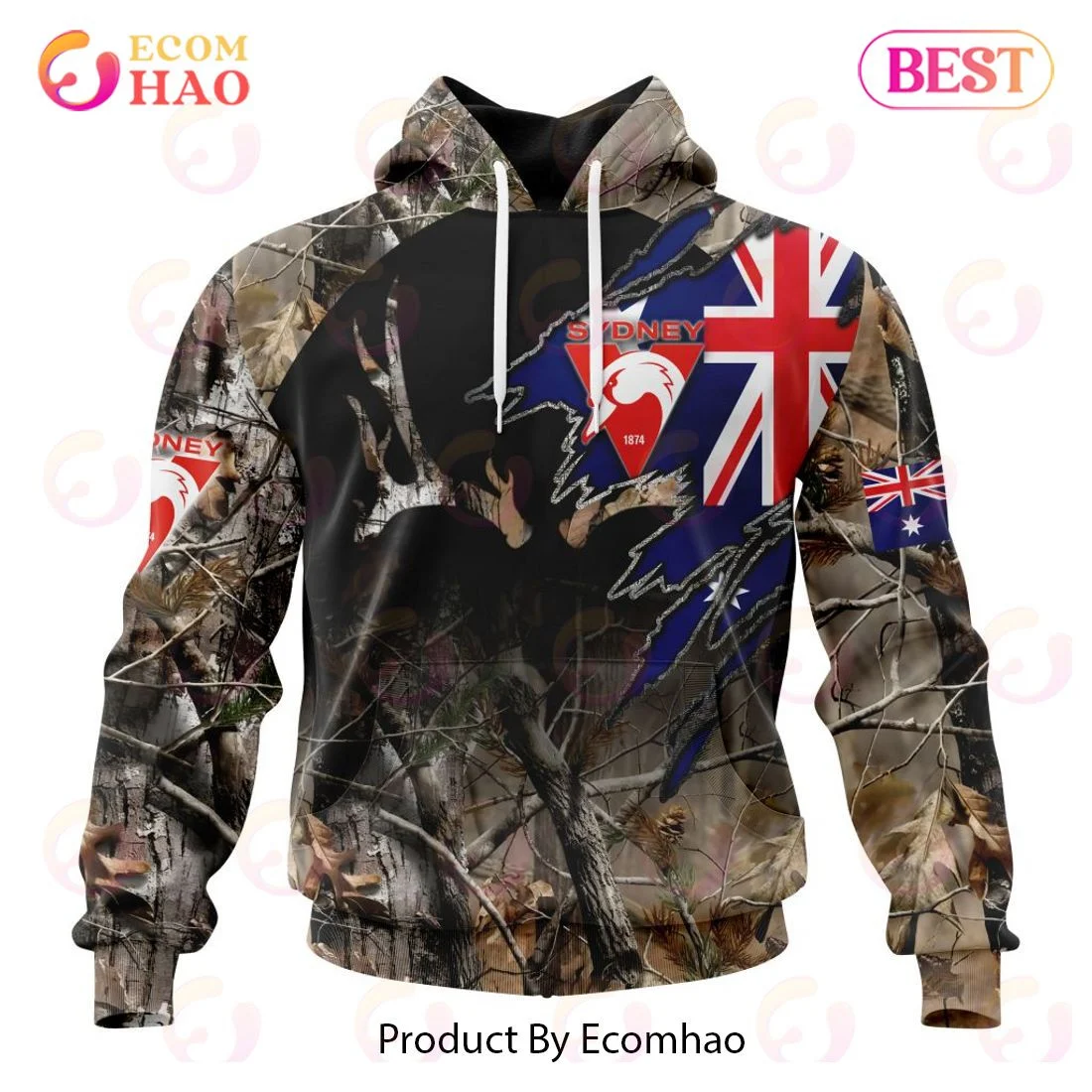 AFL Sydney Swans Special Camo Realtree Hunting 3D Hoodie, Zip Hoodie, Man - Women, Warm, Premium Quality HZ0501