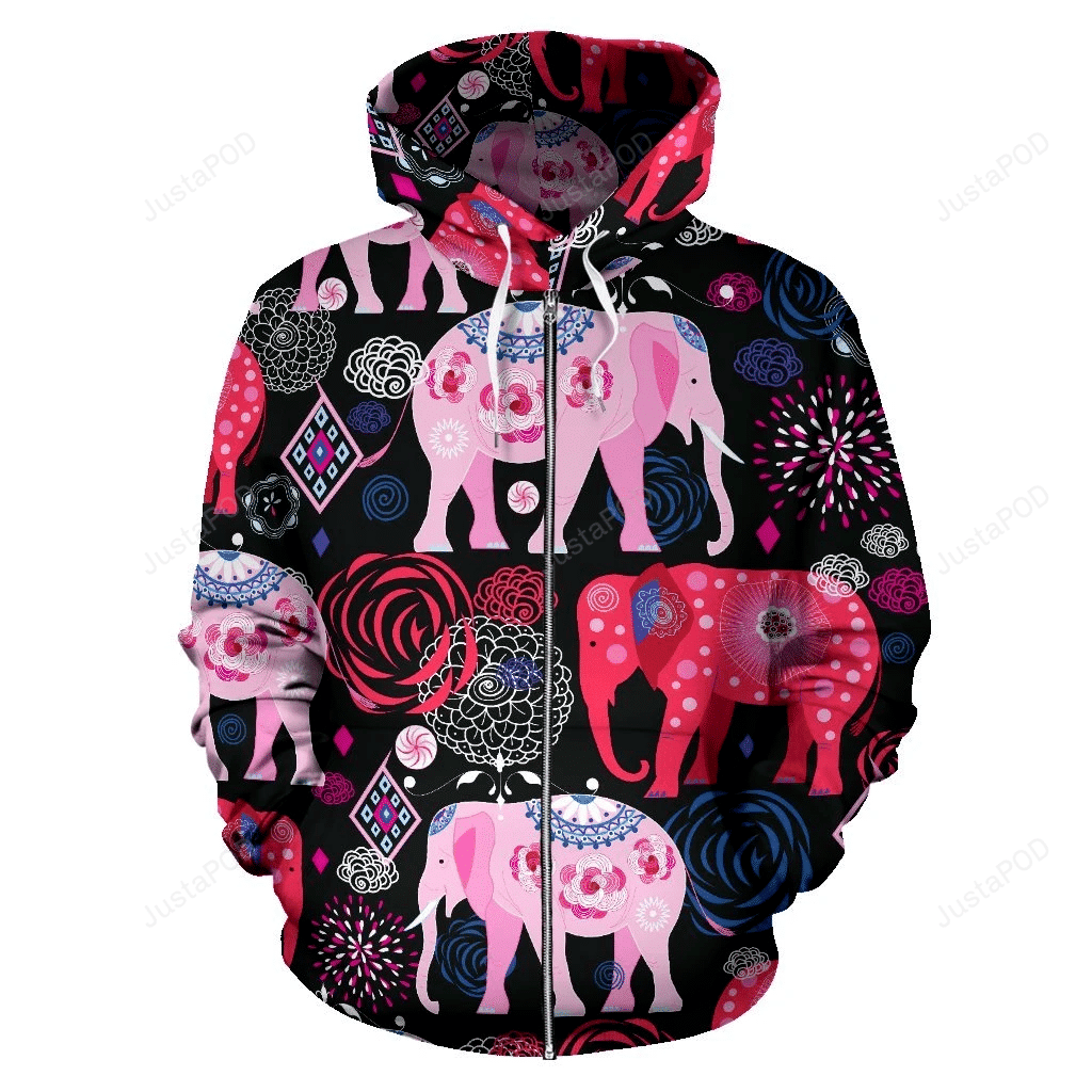 Pink Elephant Pattern 3D All Over Print Hoodie, Zip-up Hoodie HZ0501