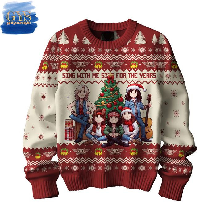 Aerosmith Sing With Me Ugly Christmas Sweater , Cozy Soft Unisex Pullover SW0601