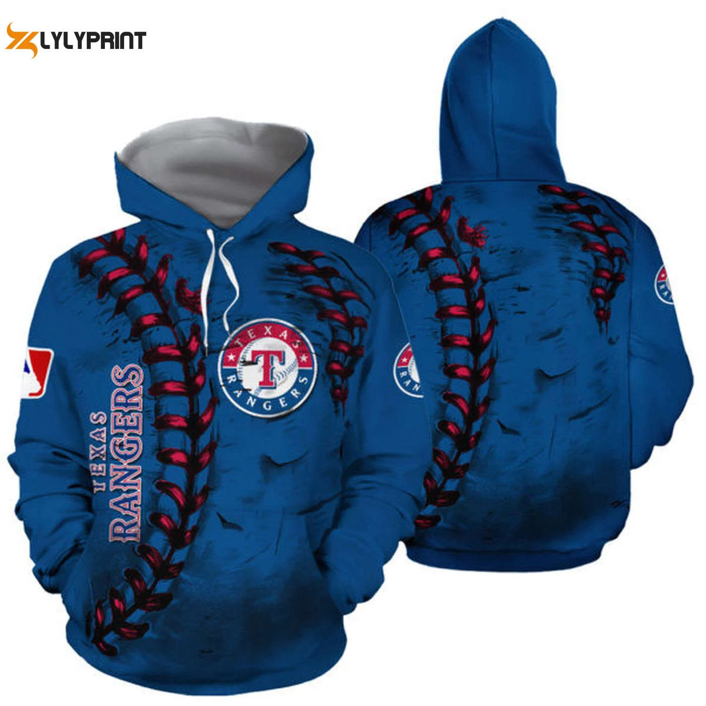 Texas Rangers Navy Pullover Hoodie AOP Shirt Stay Warm and Show Your Team Pride HZ0501