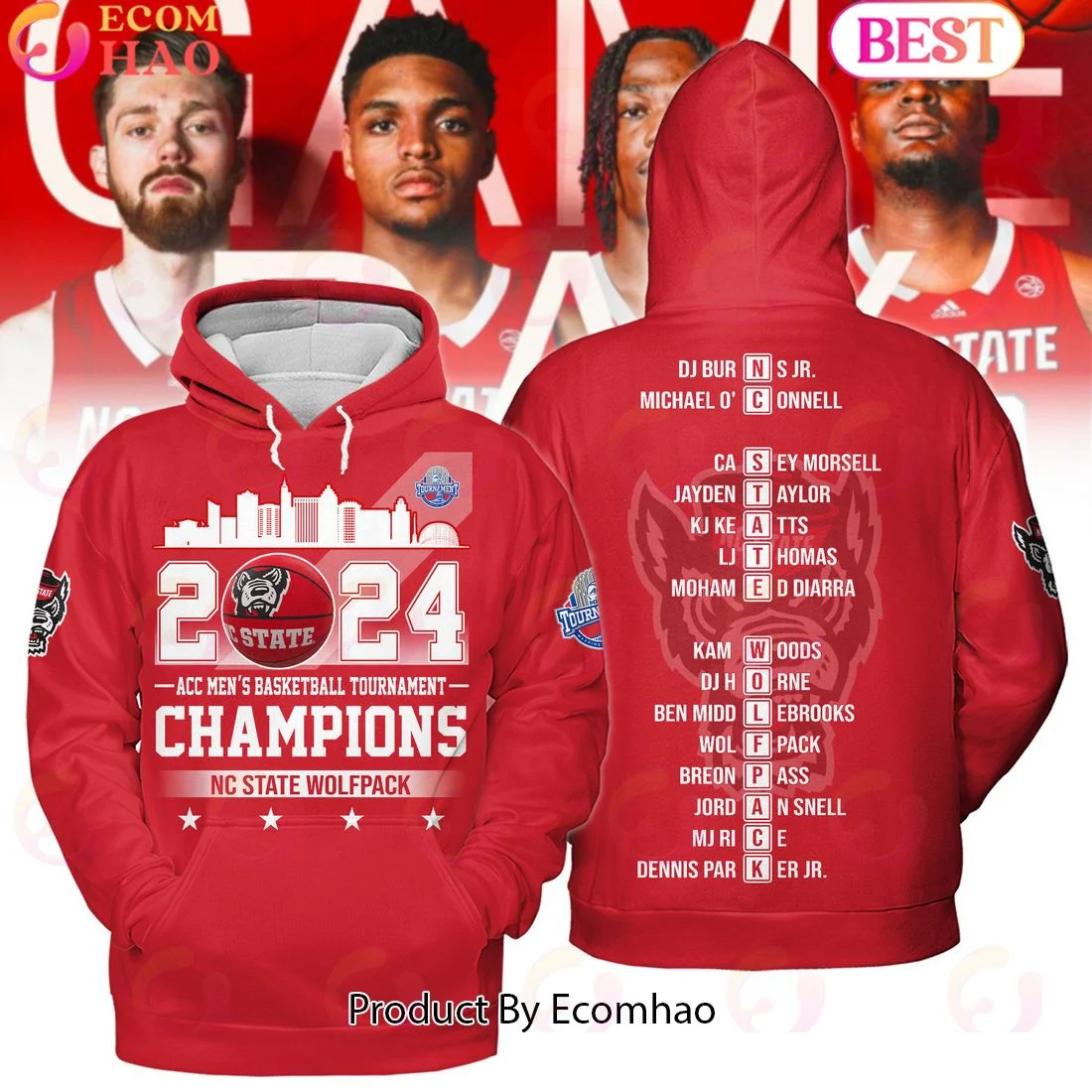 2024 ACC Men's Basketball Tournament Champions NC State Wolfpack Hoodie, Zip Hoodie, Man - Women, Warm, Premium Quality HZ0501