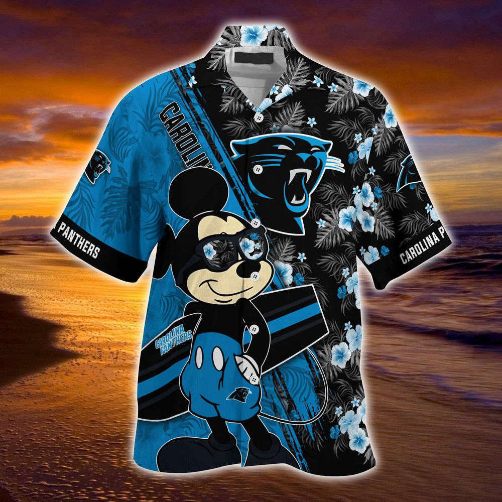 Carolina Panthers NFL-Summer Hawaii Shirt Mickey And Floral Pattern For Sports Fans HW0601