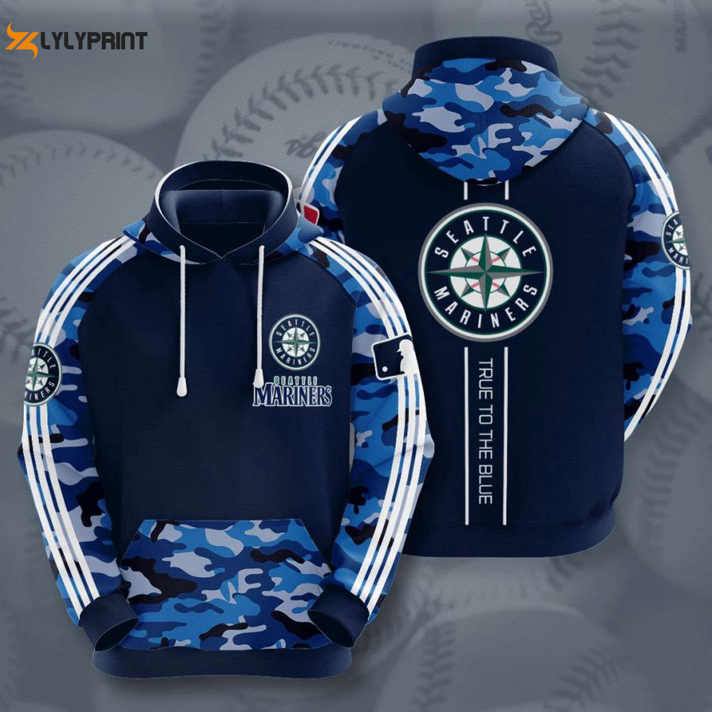 Seattle Mariners Blue Camo Pullover Hoodie Stylish AOP Shirt HZ0501