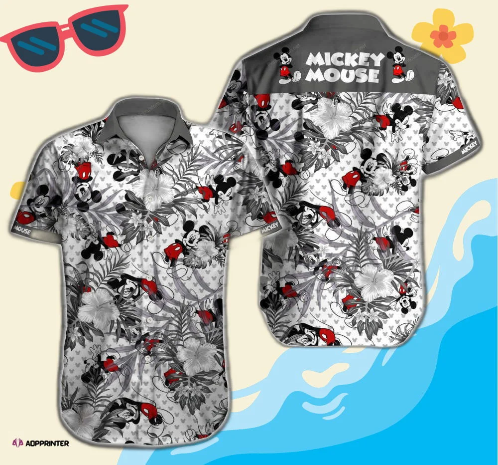 Gray Mickey Mouse Disney Hibiscus 3D Hawaiian Shirt HW0601