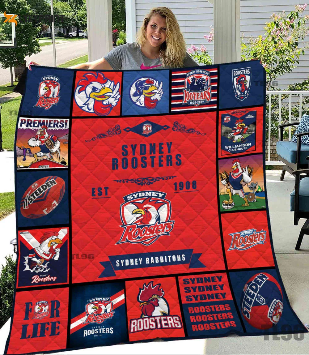 Sydney Roosters Quilt Blanket For Fans Home Decor Gift , Soft Quilt, King Size, All Season Cozy Quilt QB0901
