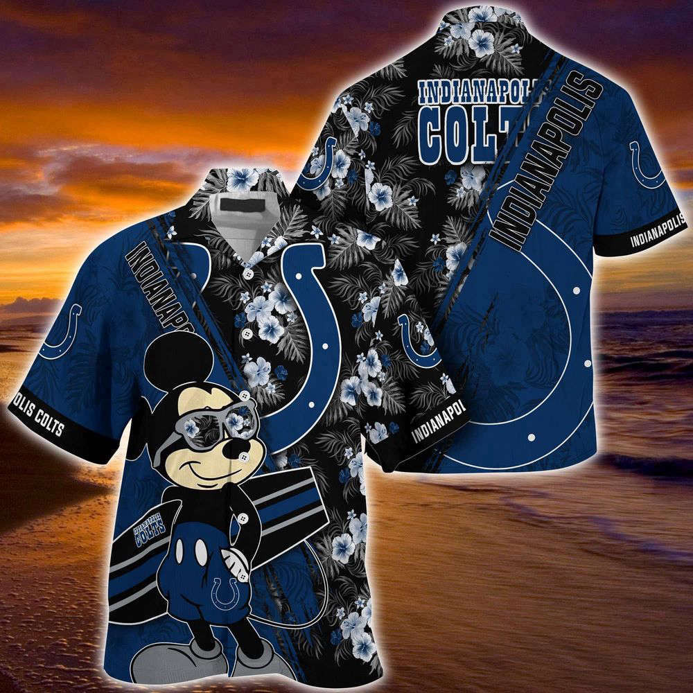 Indianapolis Colts NFL-Summer Hawaii Shirt Mickey And Floral Pattern For Sports Fans HW0601