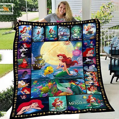 The Little Mermaid Quilt Blanket For Fans Home Decor Gift , Soft Quilt, King Size, All Season Cozy Quilt QB0901