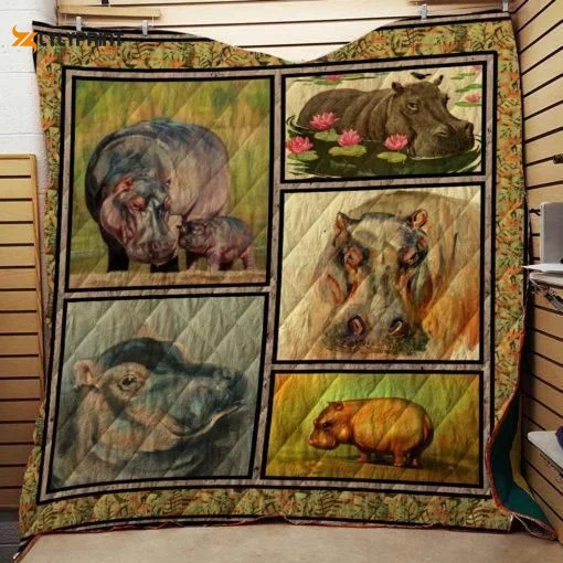 Hippo Lets Happier 3D Customized Quilt , Soft Quilt, King Size, All Season Cozy Quilt QB0901