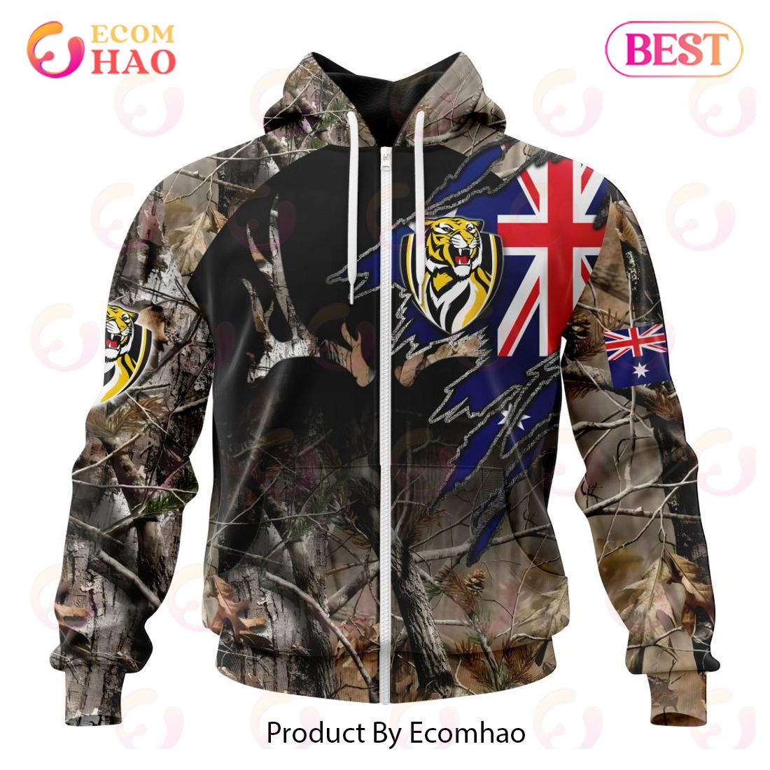 AFL Richmond Tigers Special Camo Realtree Hunting 3D Hoodie, Zip Hoodie, Man - Women, Warm, Premium Quality HZ0501