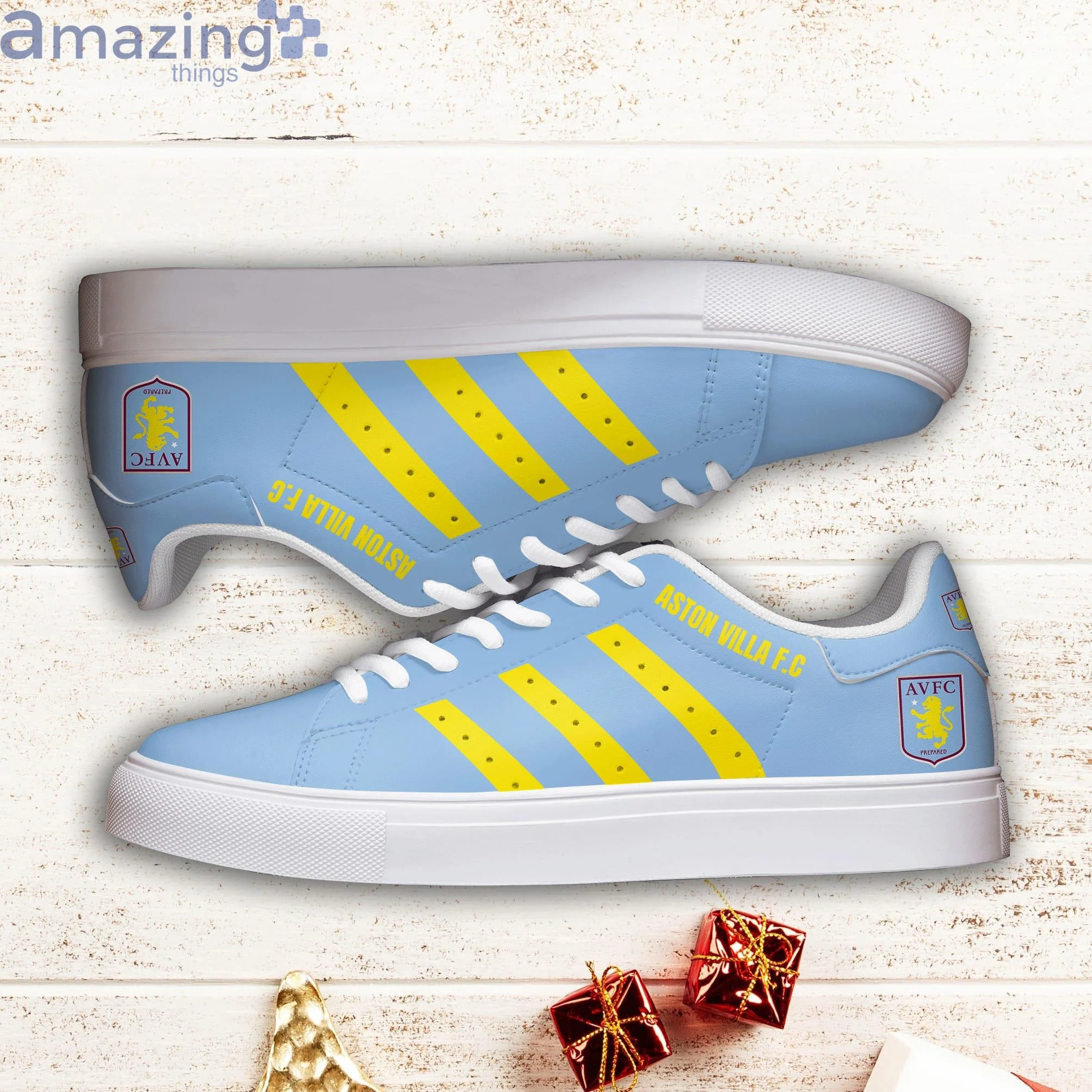 Custom Aston Villa FC Blue Yellow Stan Smith Shoes , Trendy Style Sneakers ST0801