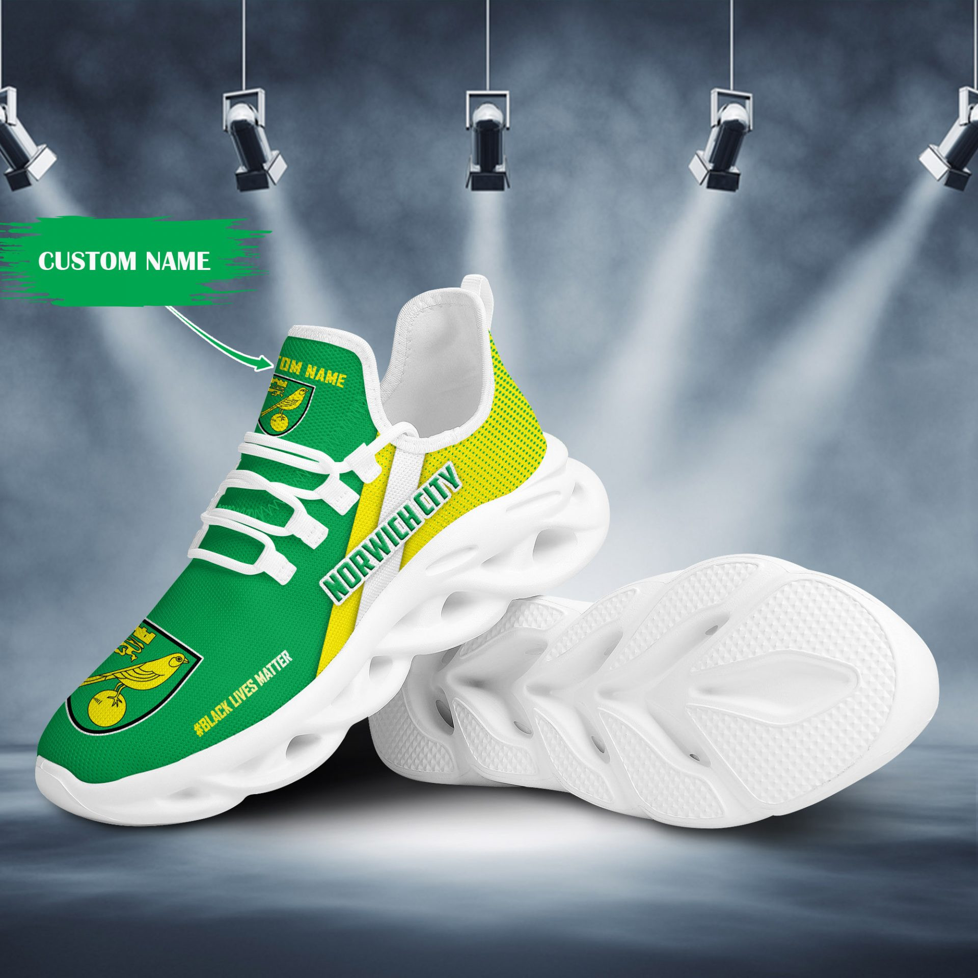 Norwich City FC Custom Name For Fan Max Soul Shoes Unisex MS0601