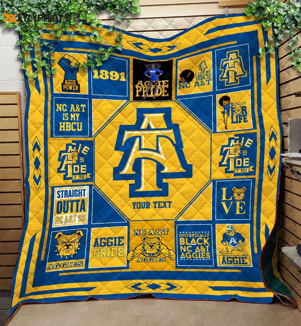North Carolina A&T Aggies Quilt Blanket For Fans Home Decor Gift , Soft Quilt, King Size, All Season Cozy Quilt QB0901