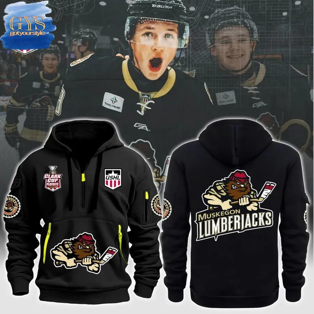 Muskegon Lumberjacks Clark Cup Playoffs Quarter Zip Hoodie QTZ0601