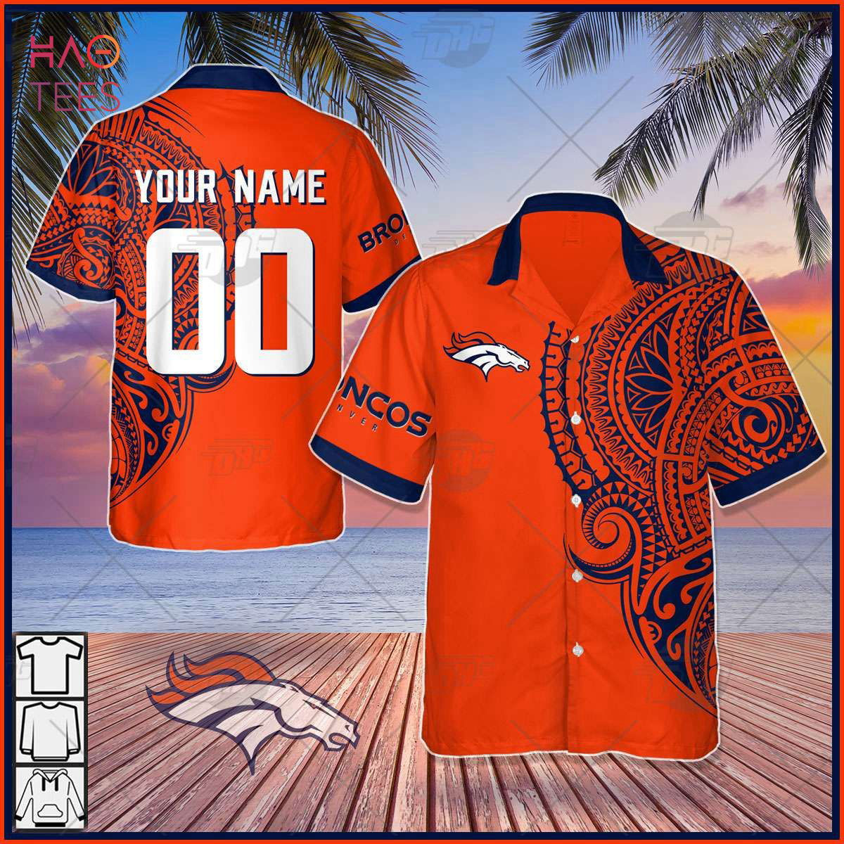 Personalize NFL Denver Broncos Polynesian Tattoo Design Hawaiian Shirt Hot Summer 2023 HW0601