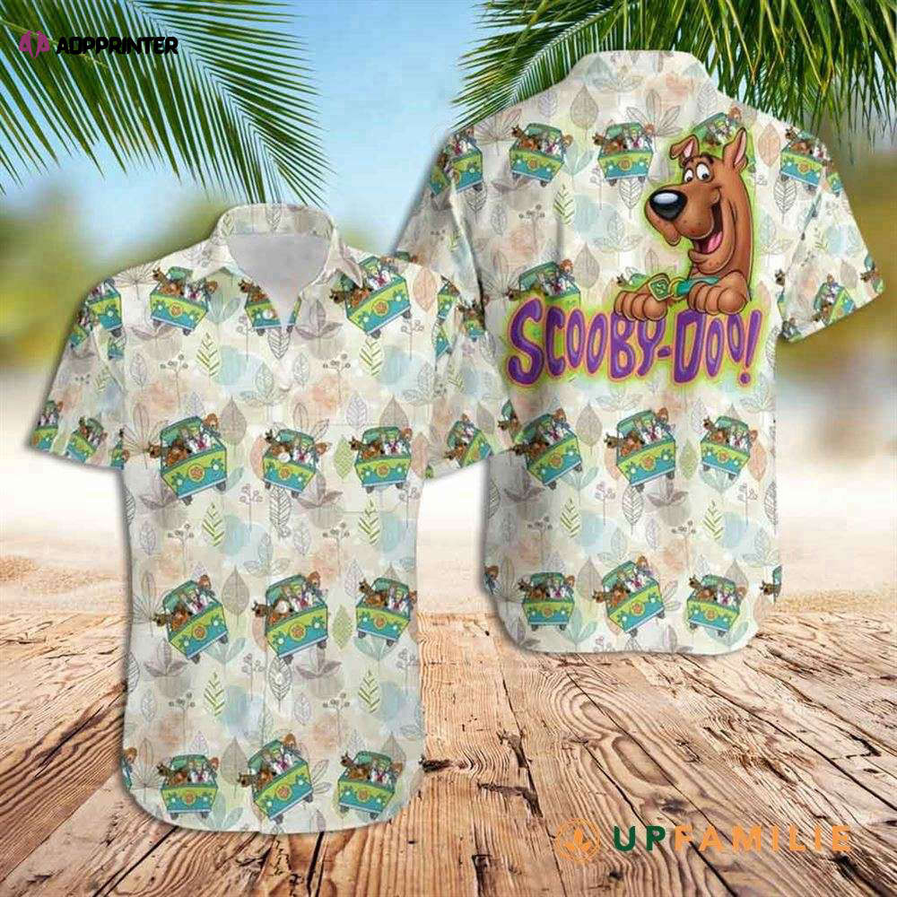 Scooby Doo Hawaiian Shirt: Leaf Floral Print – Trendy & Fun Summer Fashion HW0601