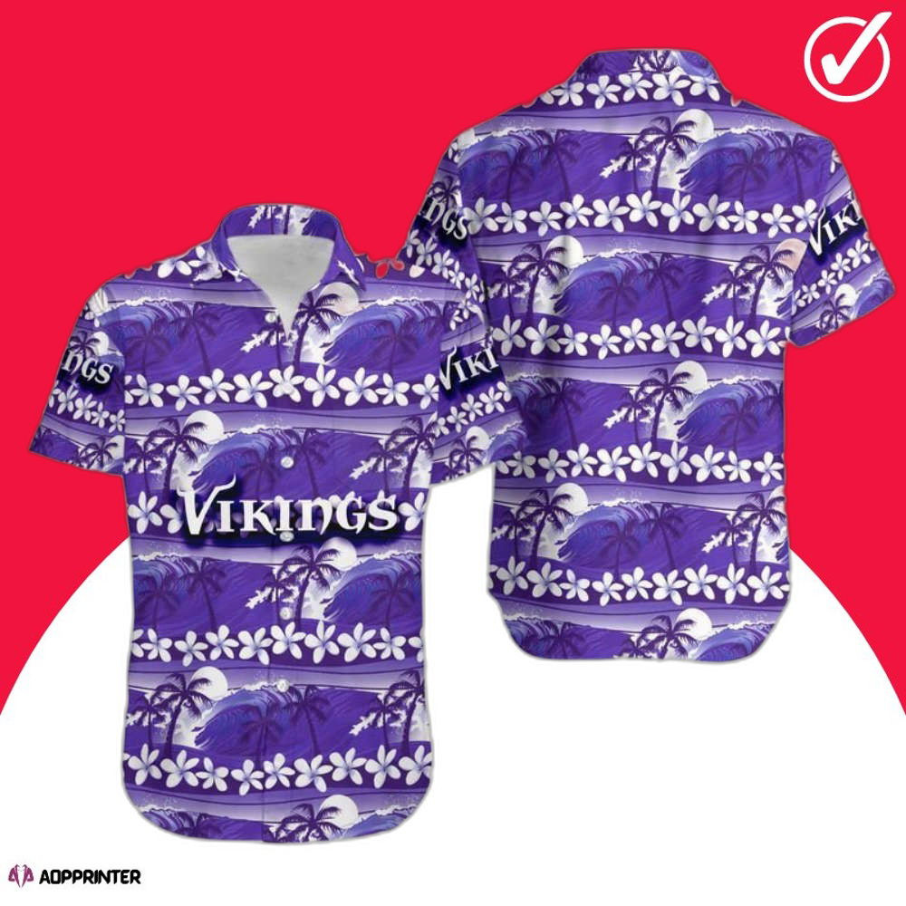 Minnesota Vikings Flower And Coconut Trees Hawaiian Shirt HW0601