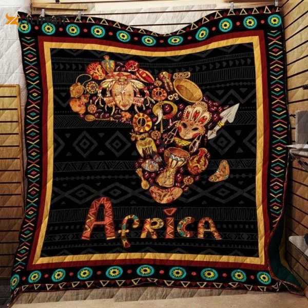 Africa Map Style 3D Customized Quilt Blanket Gift For Home Decor ,  Soft Quilt, King Size, All Season Cozy Quilt QB0901