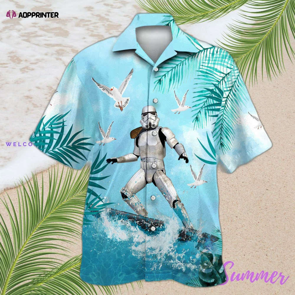 Star Wars Stormtrooper Surfing Hawaiian Shirt Shorts Summer 2023 Hot HW0601
