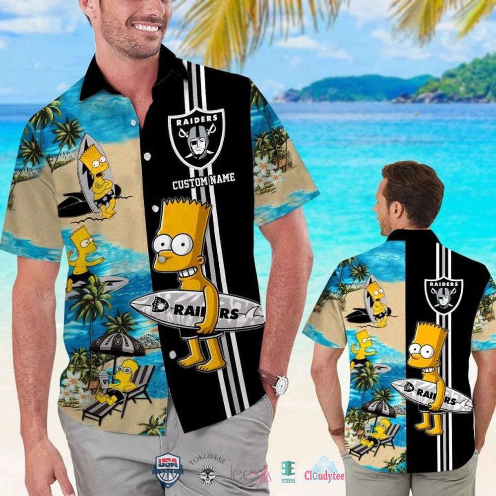 Custom Name Las Vegas Raiders Bart Simpson Hawaiian Shirt For Men Women HW0601