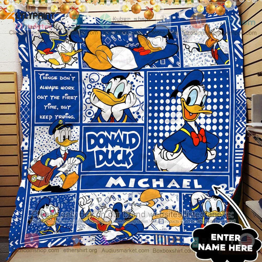 Donald Duck Quilt Blanket For Fans Home Decor Gift , Soft Quilt, King Size, All Season Cozy Quilt QB0901