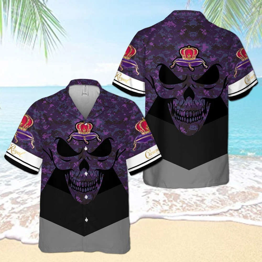 Crown Royal Skull Pattern Hawaiian Shirt HW0601