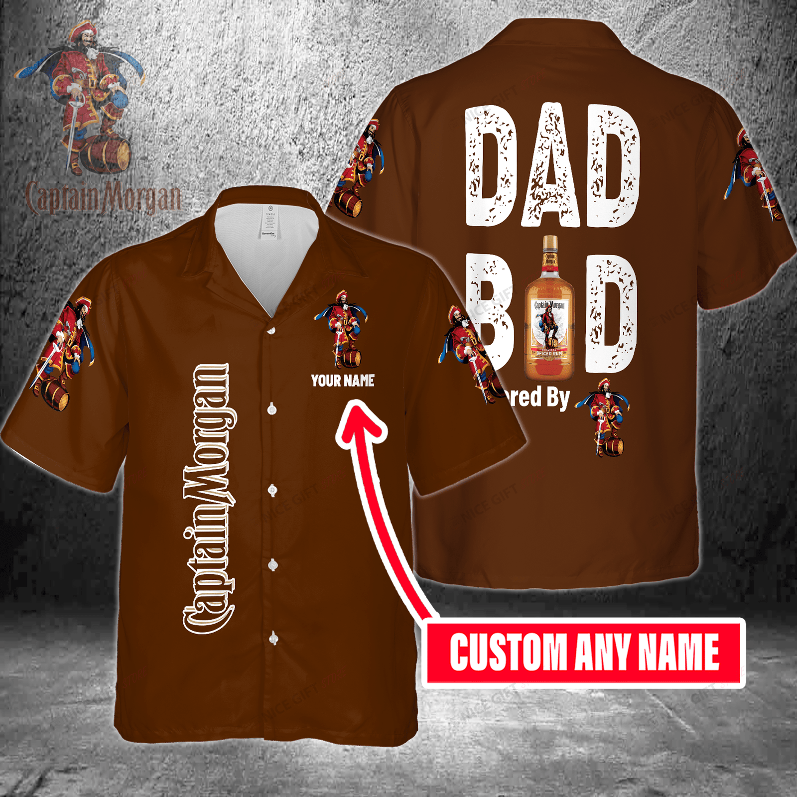 Dad Bod Powered By Captain Morgan Custom Name Hawaiian Shirt For Men And Women HW0601