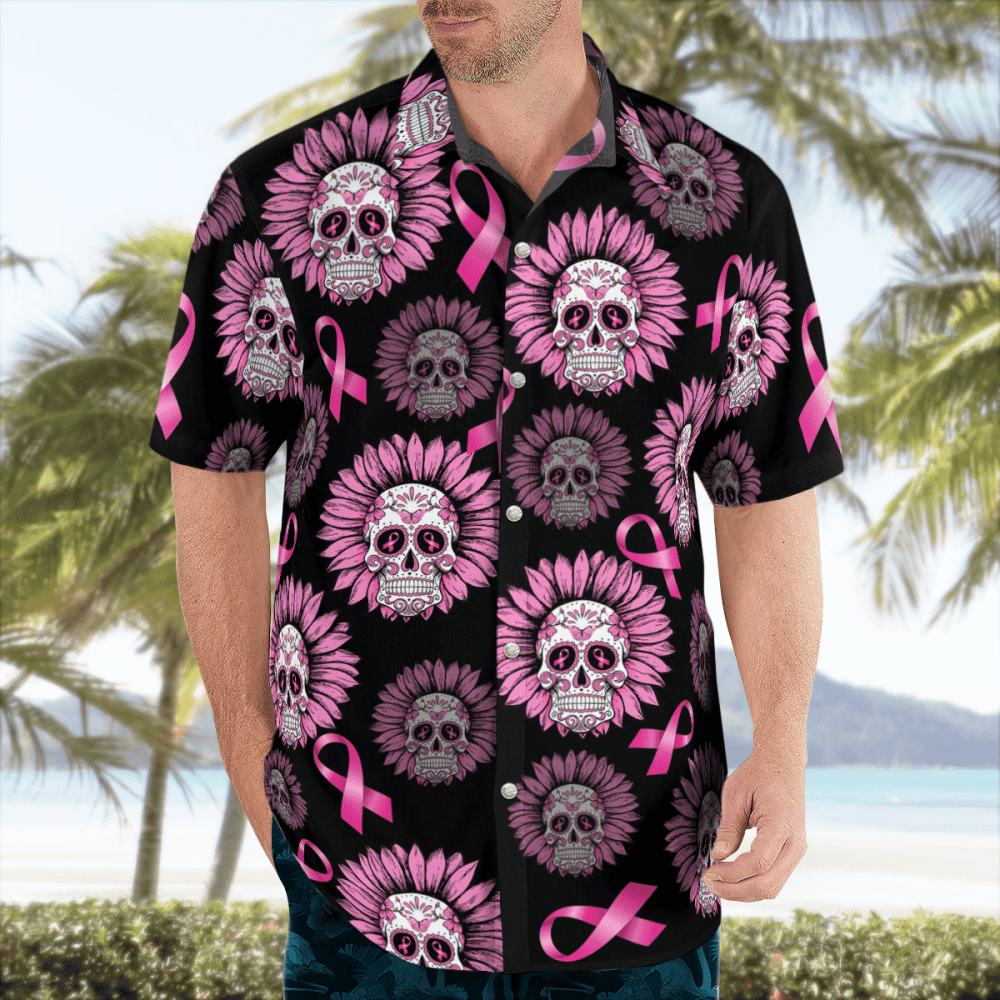Breast Cancer Awareness Sunflowers Hawaiian Shirt, Gift For Men Women HW0601
