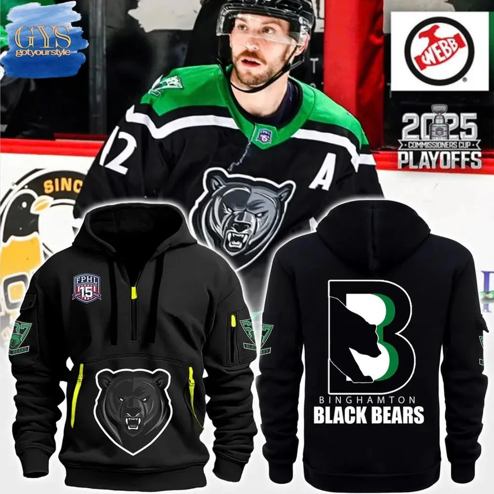 Binghamton Black Bears FPHL 15th Anniversary Quarter Zip Hoodie QTZ0601