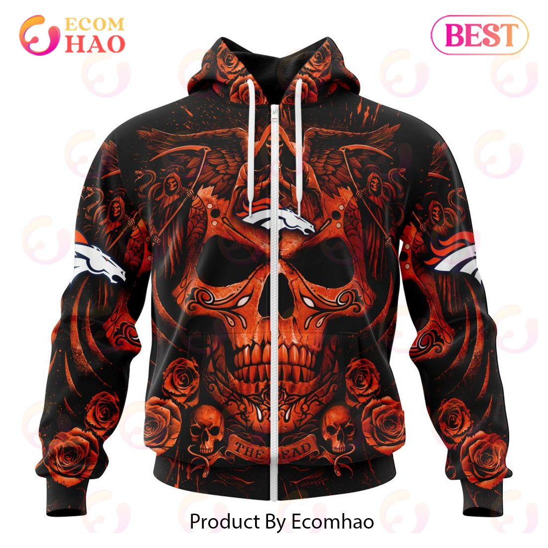 Best Denver Broncos Special Design With Skull Art 3D Hoodie Limited Edition, Zip Hoodie, Man - Women, Warm, Premium Quality HZ0501