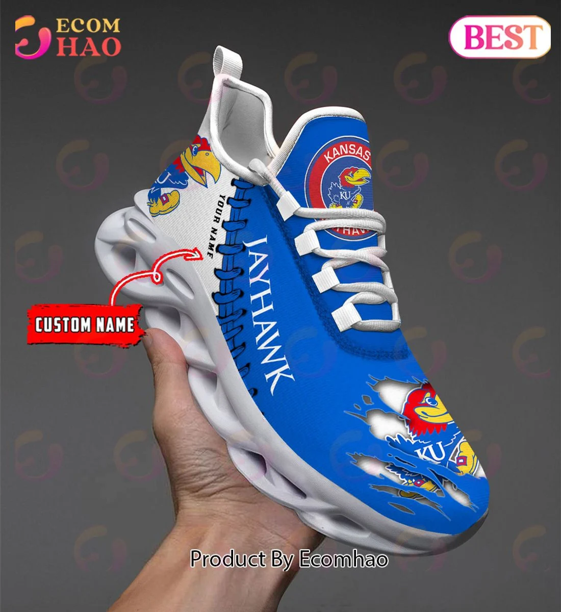 Kansas Jayhawks Max Soul Shoes Custom Name  Unisex sneakers MS0601