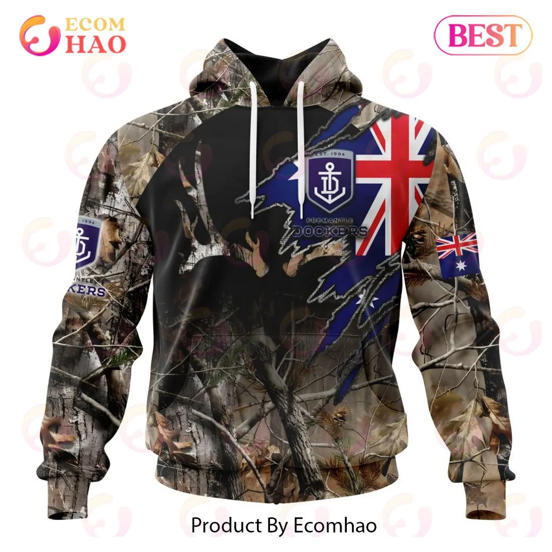 AFL Fremantle Dockers Special Camo Realtree Hunting 3D Hoodie, Zip Hoodie, Man - Women, Warm, Premium Quality HZ0501