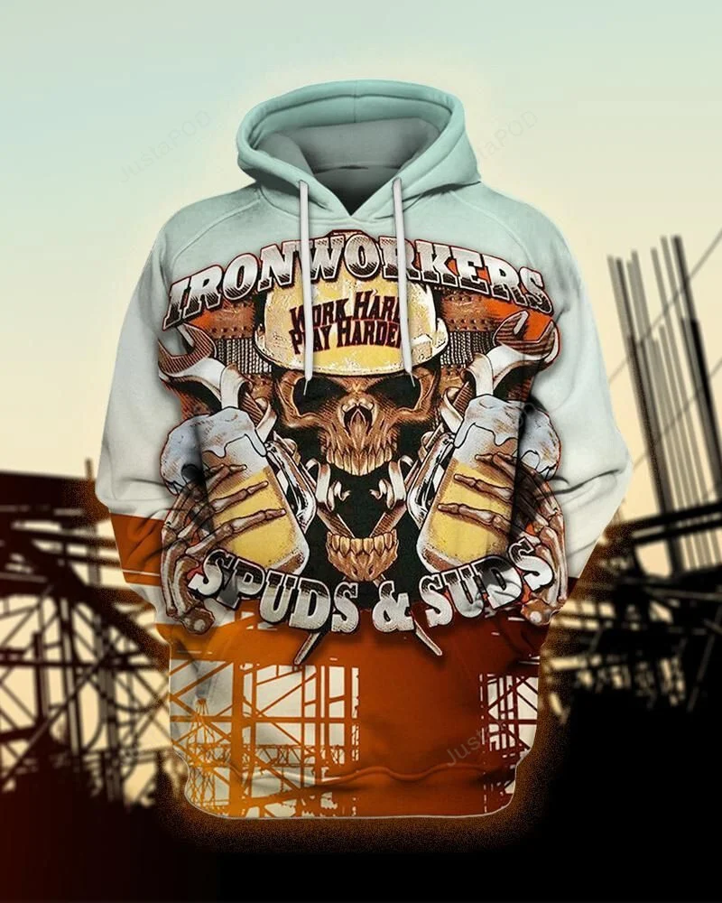 Ironworkers Spuds And Suds 3D All Over Printed Hoodie, Zip- Up Hoodie HZ0501
