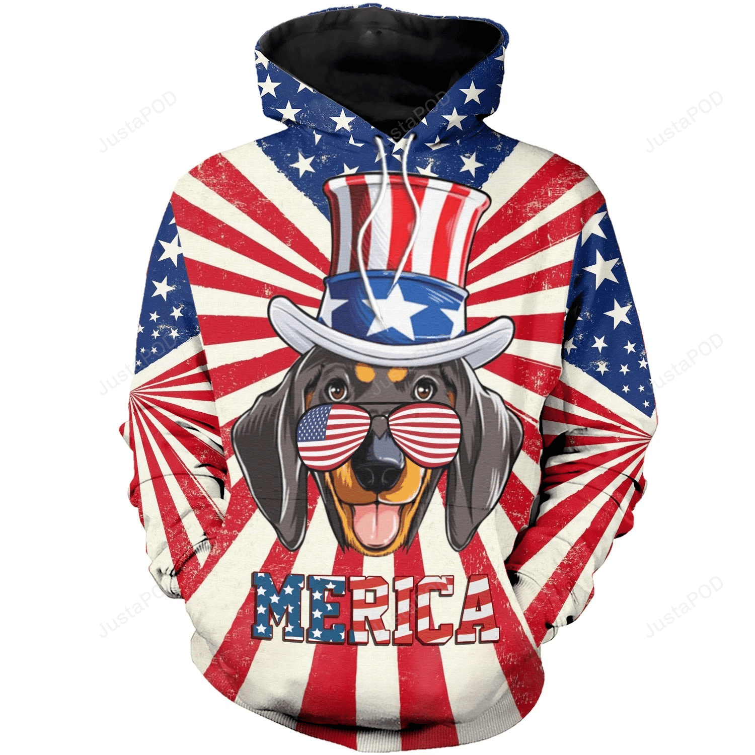 Dachshund Merica 3D All Over Printed Hoodie, Zip- Up Hoodie HZ0501