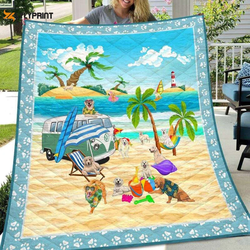 Golden Retriever Going Camping 3D Customized Quilt Blanket For Fans Home Decor Gift ,  Soft Quilt, King Size, All Season Cozy Quilt QB0901