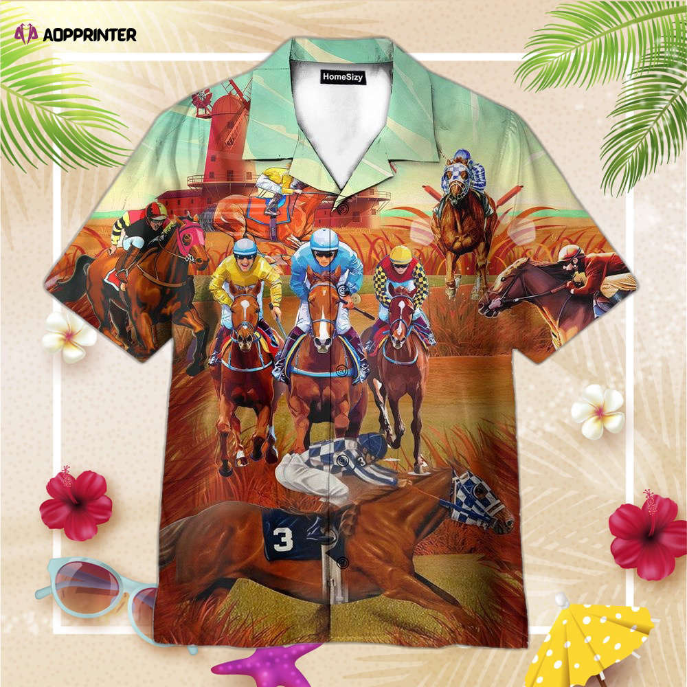 Horses Racing On Pasture Hawaiian Shirt, Gift For Men And Women HW0601