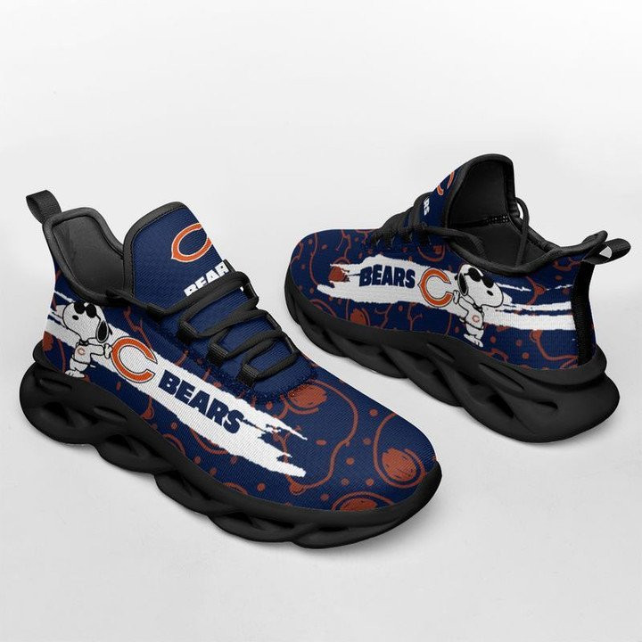 NFL Chicago Bears Dark Blue Snoopy Bring Logo Max Soul Shoes for Women and Men MS0601