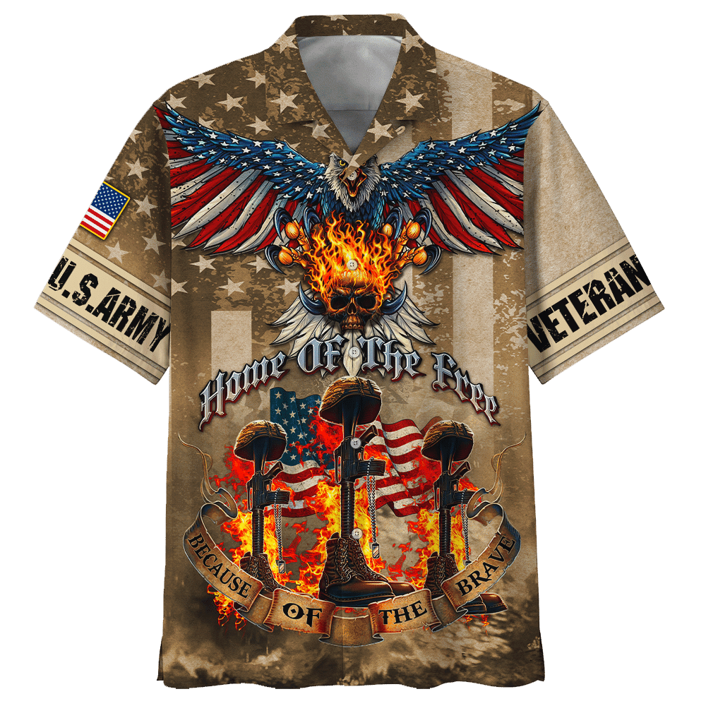 Army Home Of The Free Because Of The Brave Skull Hawaiian Shirt HW0601