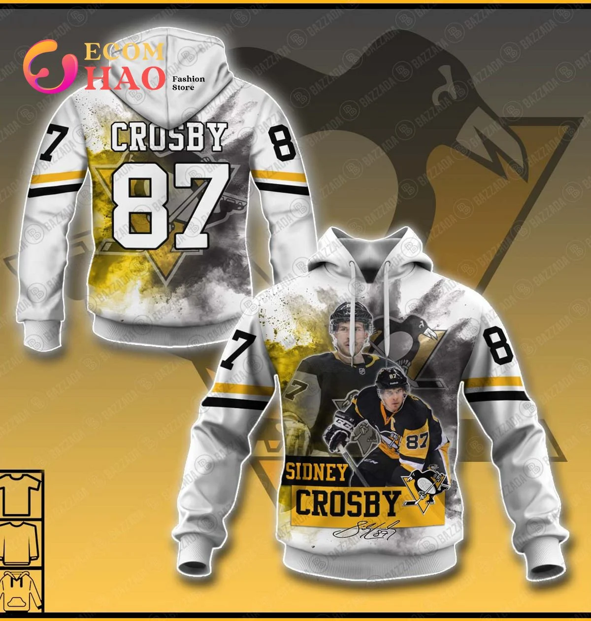 3D Hoodie Sidney Crosby 87 Pittsburgh Penguins, Zip Hoodie, Man - Women, Warm, Premium Quality HZ0501