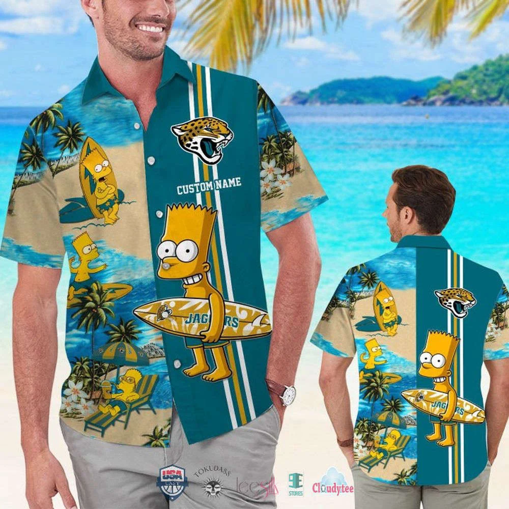 Custom Name Jacksonville Jaguars Bart Simpson Hawaiian Shirt For Men And Women HW0601