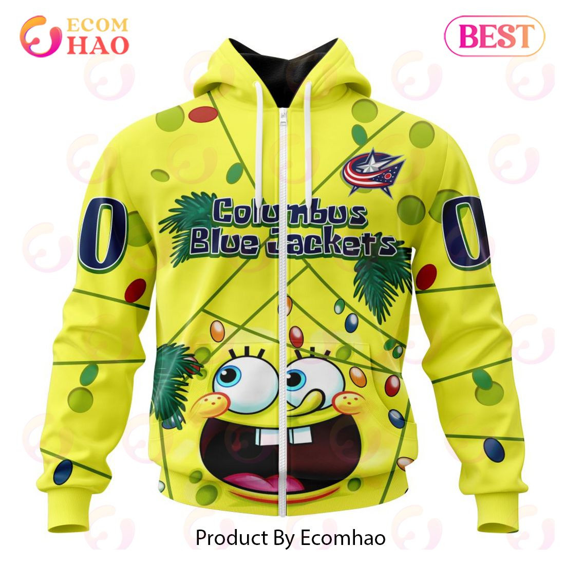 Columbus Blue Jackets Specialized With SpongeBob Concept 3D Hoodie, Zip Hoodie, Man - Women, Warm, Premium Quality HZ0501